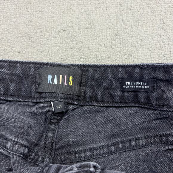 Rails Flare Jeans Women's 30 Black Denim The Sunset High Rise Slim Stretch - Picture 3 of 9